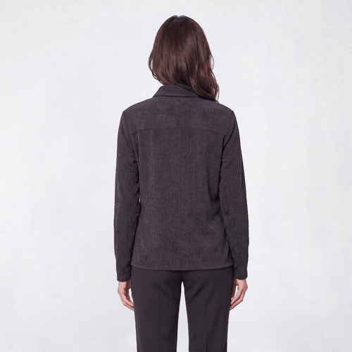 Womens Tru Self Long Sleeve Rib Knit Twist Hem Blouse - Charcoal