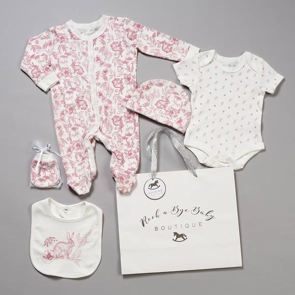 Baby Girl &#40;NB-6M&#41; Rock A Bye Baby 5pc. Bunny & Floral Hanging Set - image 