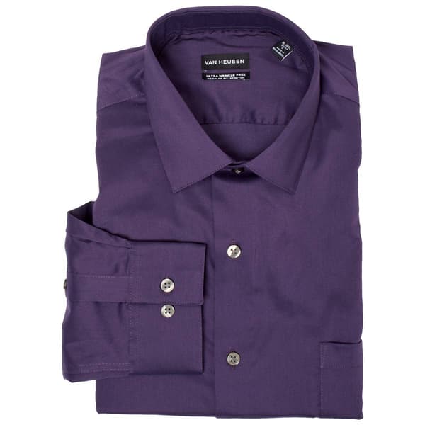 Mens Van Heusen&#40;R&#41; Regular Fit Spread Collar Dress Shirt - Eggplant