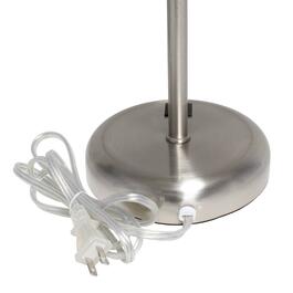 LimeLights Brushed Steel Lamp/USB Charging Port/Grey Fabric Shade