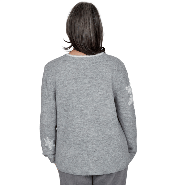 Womens Alfred Dunner Vail Snowflake Pearl Heathered Sweater - image 