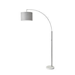 HomeRoots 74 Silver Metal Arched Floor Lamp With Grey Linen Dru