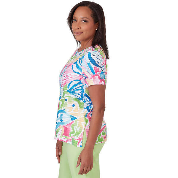 Womens Alfred Dunner Miami Beach Tropical Abstract Tee