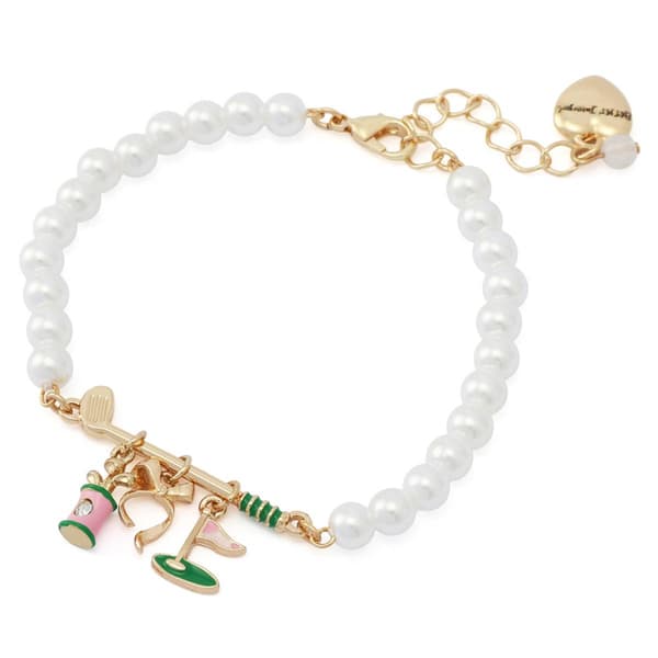 Betsey Johnson Golf Charm Pearl Strand Bracelet