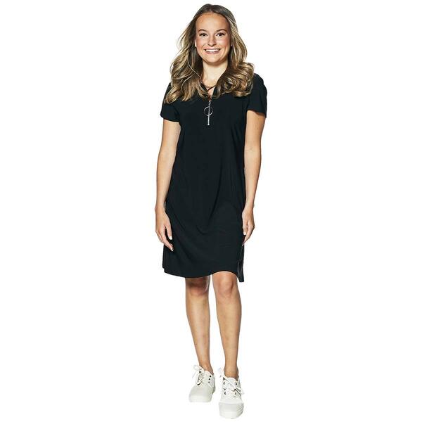 Petite MSK Short Sleeve Half Zip Neck Solid Shift Dress - image 
