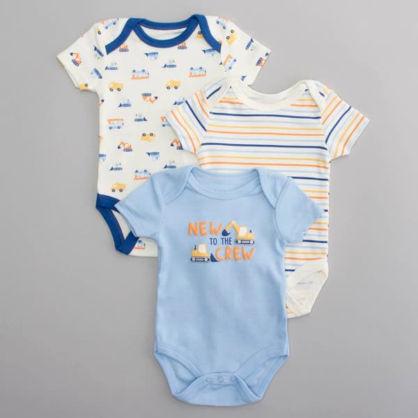 Baby Boy (NB-9M) baby views(R) 3pk. Construction Bodysuits - image 
