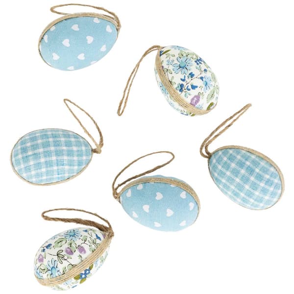 Northlight Seasonal Blue Easter Egg Ornaments - Set of 6