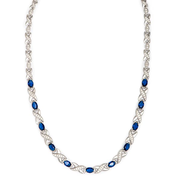 Gianni Argento Sapphire and Cubic Zirconia XO Necklace - image 