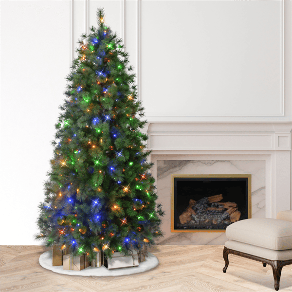 Puleo International 7.5ft. Pre-Lit Colorado Pine Christmas Tree