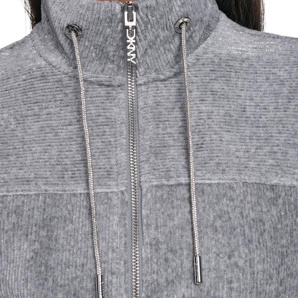 Womens DKNY Solid Velvet Zip Up Jacket