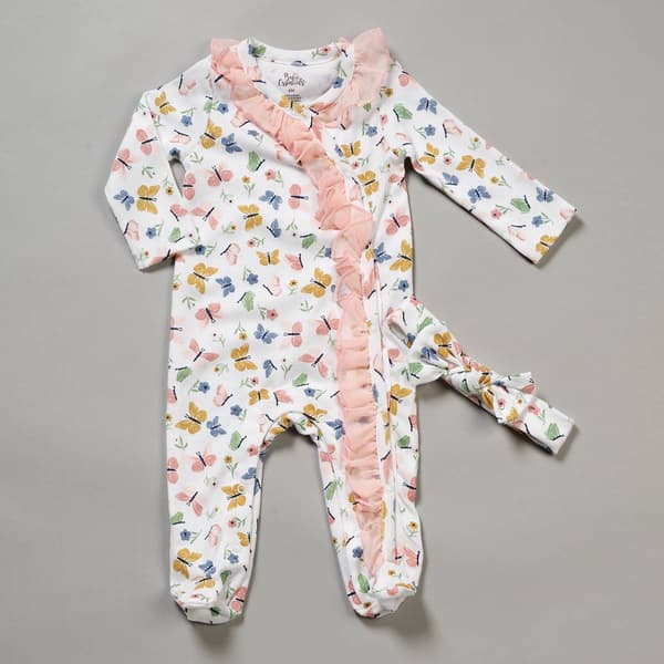 Baby Girl (NB-9M) Baby Essentials(R) Butterfly Footie & Headband - image 