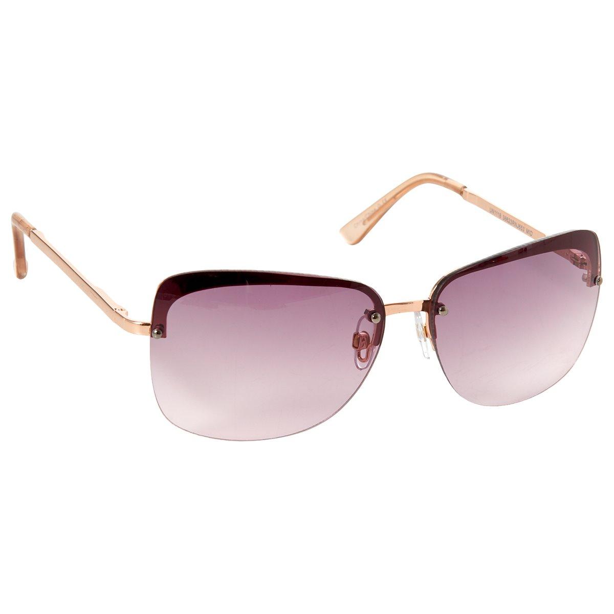 Womens Nine West Metal Medium Rimless Rectangle Sunglasses