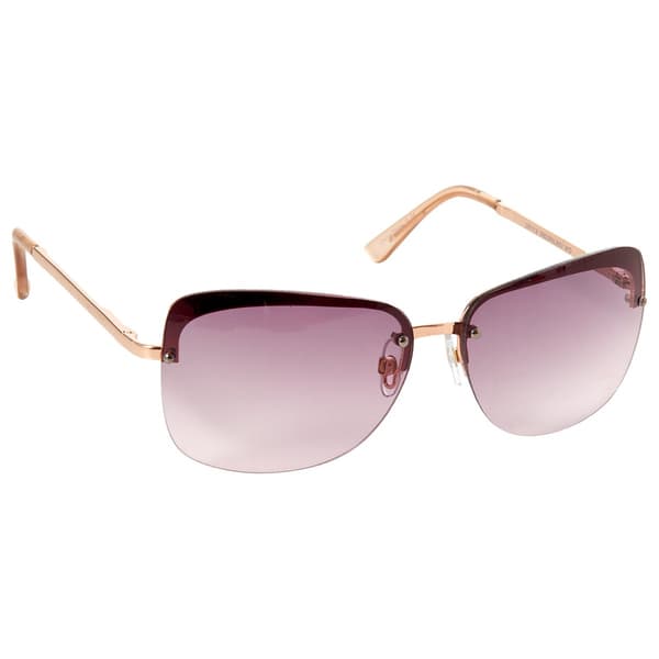 Womens Nine West Metal Medium Rimless Rectangle Sunglasses