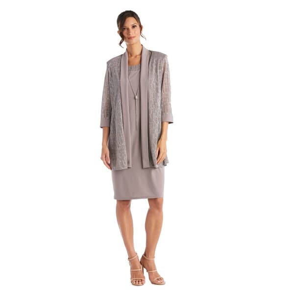 Womens R&M Richards Two-Piece Metallic Knit Jacket Dress - image 