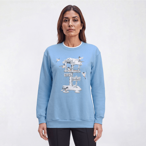 Womens Top Stitch By Morning Sun Chickadee Rest Stop Sweatshirt