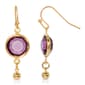 1928 Gold Tone Purple Channel Wire Dangle Earrings - image 1