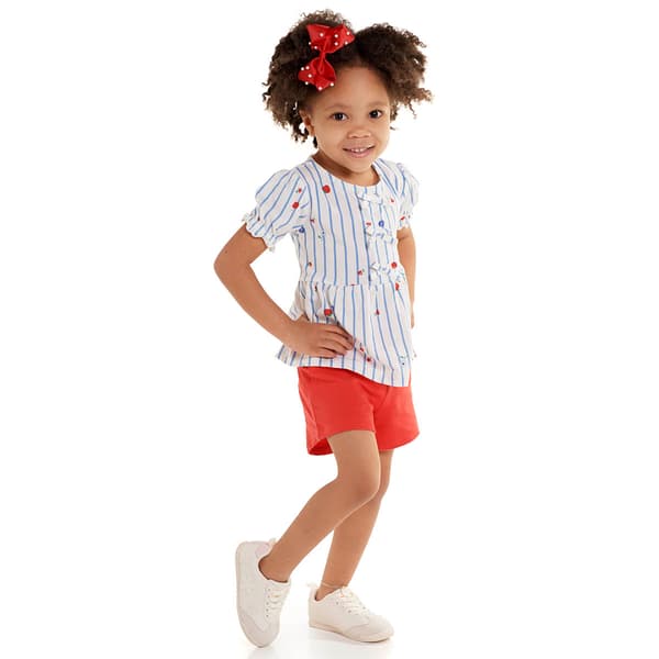 Toddler Girl Carter''s(R) Berry & Pinstripe Top & Shorts Set