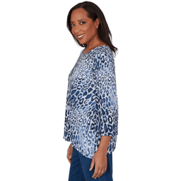 Womens Alfred Dunner Classics 3/4 Sleeve Leopard Blouse