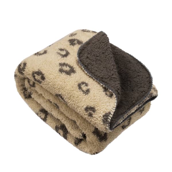 Mantolok Reversible Sherpa Leopard Throw - image 