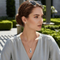 Saffron 1ctw. Violet Emerald Cut Diamond Halo Pendant Necklace - image 2