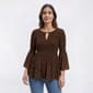 Petite Floral & Ivy 3/4 Sleeve Keyhole Neck Dot Pleater Blouse - image 1