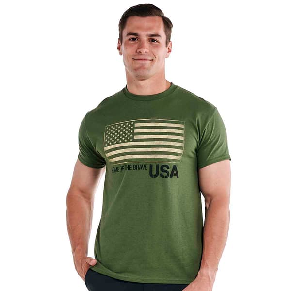 Mens Short Sleeve Patch Flag Graphic Tee - image 