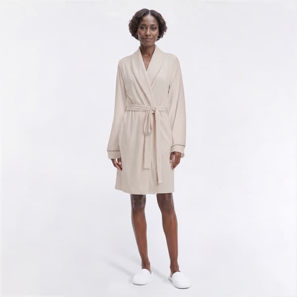 Womens Nicole Miller Short Sleeve Brushed Poly Rib Shawl Collar - image 
