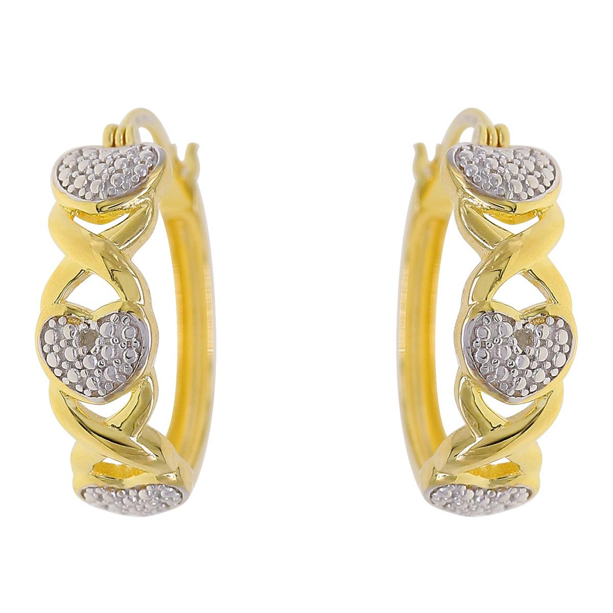 Gianni Argento Gold over Silver Heart Hoop Earrings
