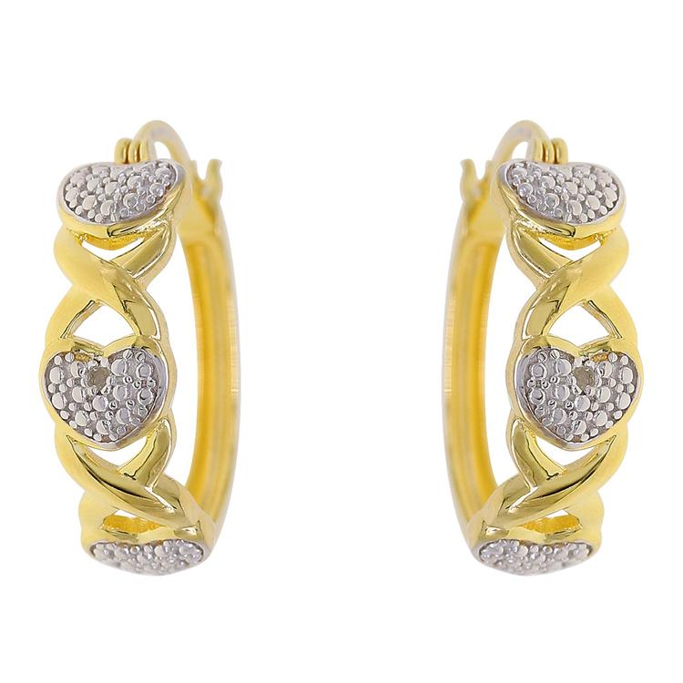 Gianni Argento Gold over Silver Heart Hoop Earrings