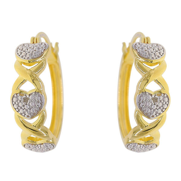 Gianni Argento Gold over Silver Heart Hoop Earrings - image 