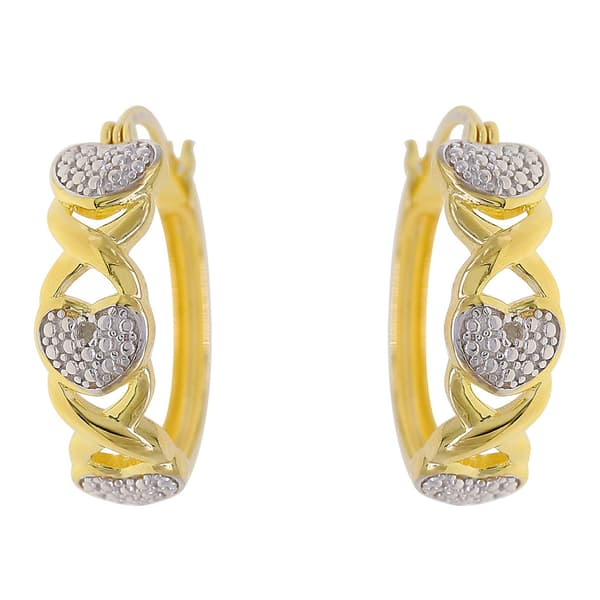 Gianni Argento Gold over Silver Heart Hoop Earrings - image 