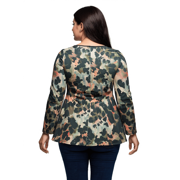 Plus Size 24/7 Comfort Apparel Multi Print Scoop Neck Top