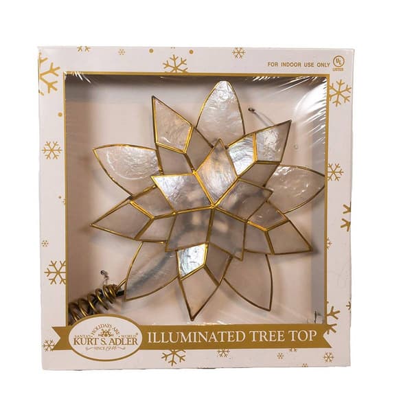 Kurt Adler UL 10-Light Gold Tin Double Point Capiz Star Treetop