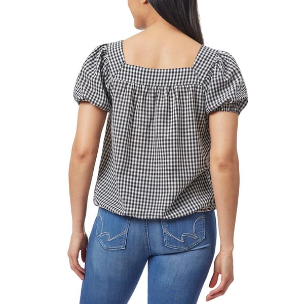 Juniors Wallflower Frida Square Neck Gingham Cinch Waist Top