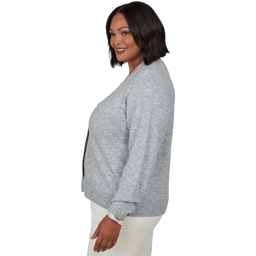 Plus Size Emaline Lavender Revelry V-Neck Lace Detail Cardigan