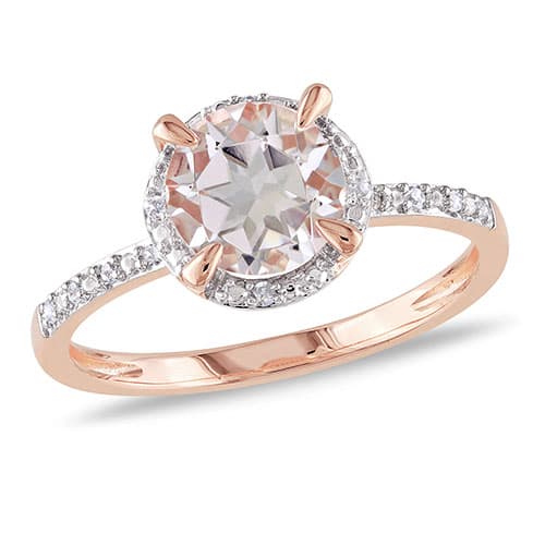 Gemstone Classics&#40;tm&#41; 10kt. Rose Gold 1/20ctw. Morganite Ring - image 