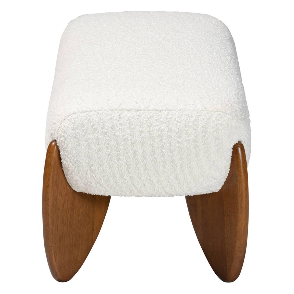 Baxton Studio Vinicio Mid-Century Modern Boucle Accent Bench