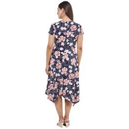 Womens Perceptions Short Sleeve Floral Side Knot Wrap Dress
