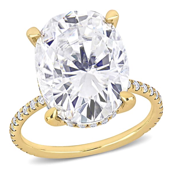 Gemstone Classics(tm) 10kt. Yellow Gold 8ctw. Moissanite Oval Ring - image 