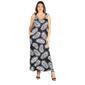 Plus Size 24/7 Comfort Apparel Leaf Print Maxi Dress with Pockets - image 1