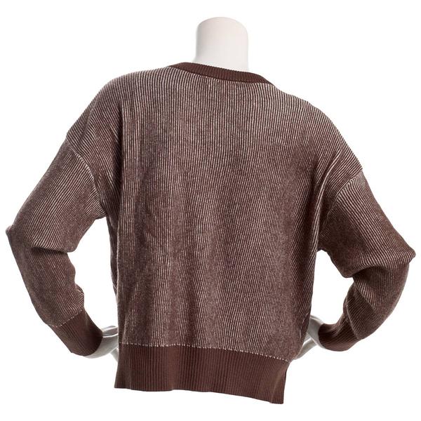 Juniors No Comment Plated Rib V-Neck Pull Over Sweater