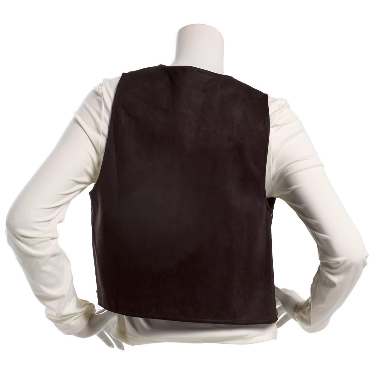 Juniors Love Tree Stretch Suede Stud Open Vest