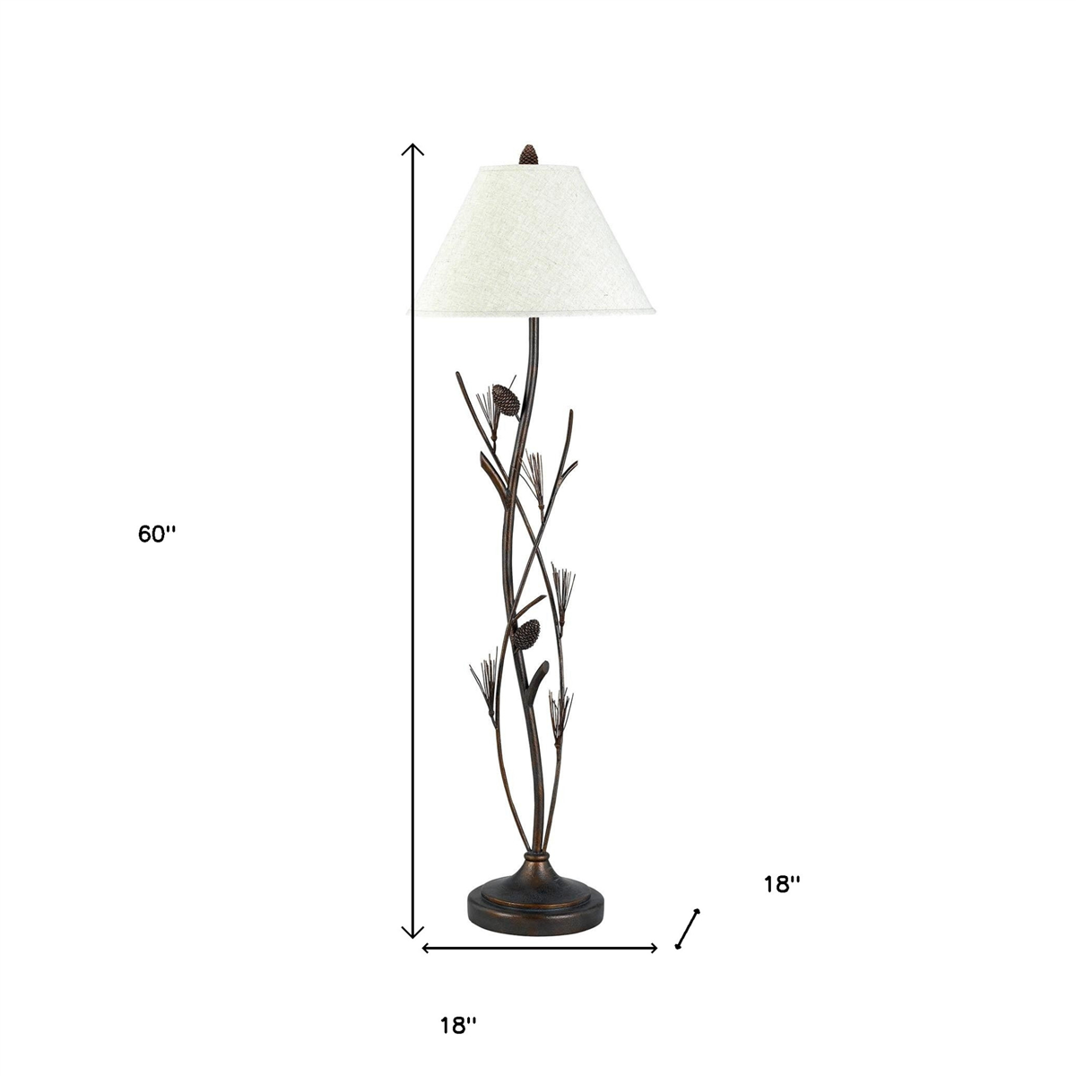 HomeRoots 60in. Rust Metal Floor Lamp With Empire Shade