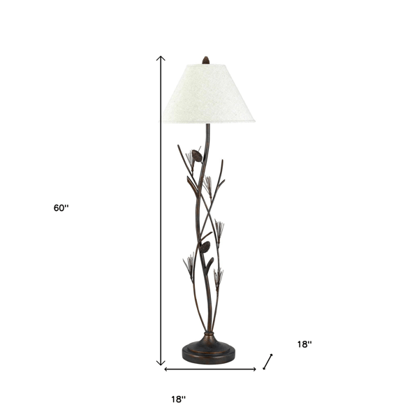 HomeRoots 60in. Rust Metal Floor Lamp With Empire Shade