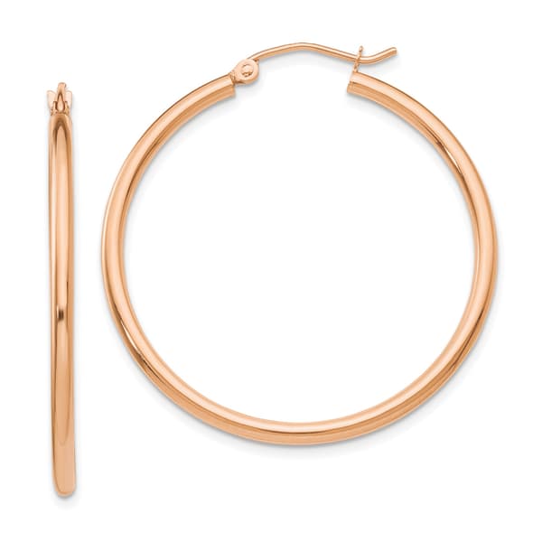 Gold Classics(tm) 14kt. Rose Gold 35mm Tube Hoop Earrings - image 