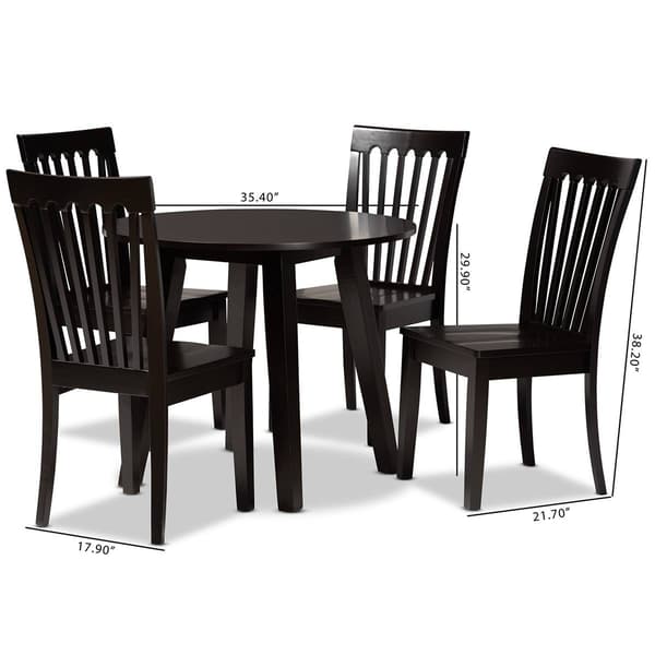 Baxton Studio Zala Dark Brown Wood 5pc. Dining Set