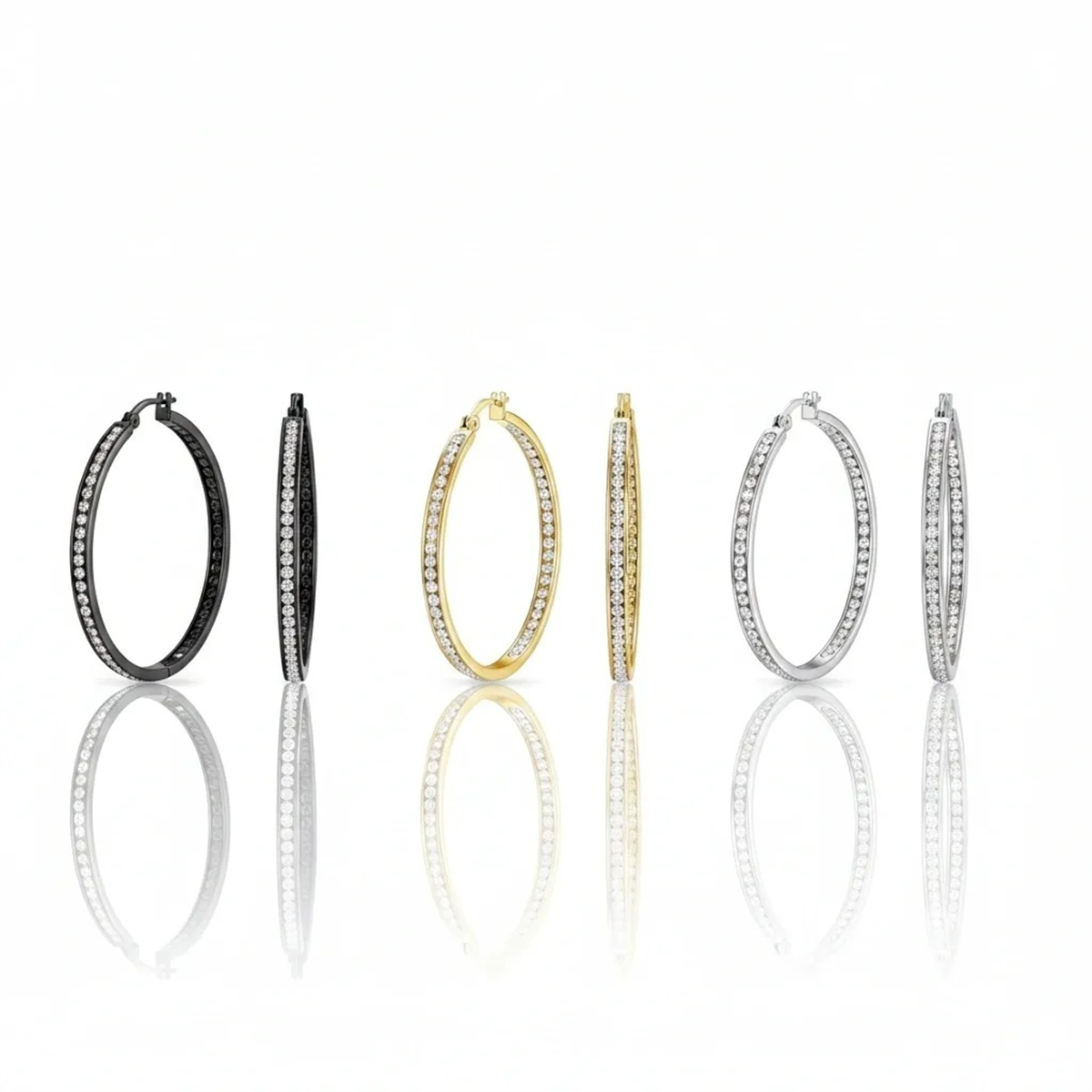 Saffron Inside Out 40mm Hoop Earrings - Set of 3 Pairs