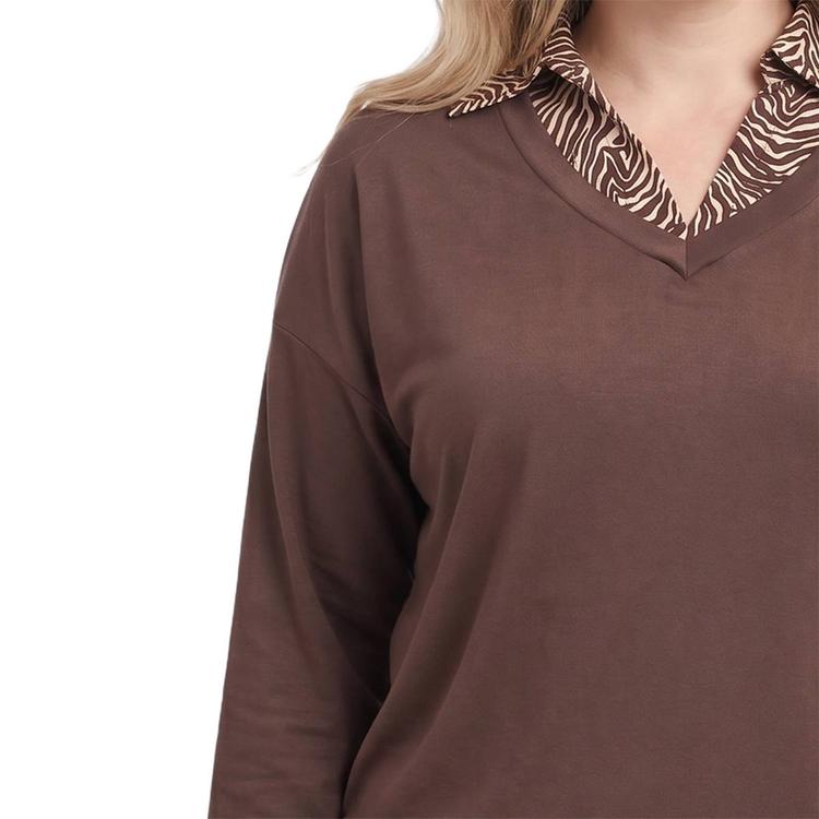 Plus Size NY Collection Long Sleeve Two in One Zebra Sweater