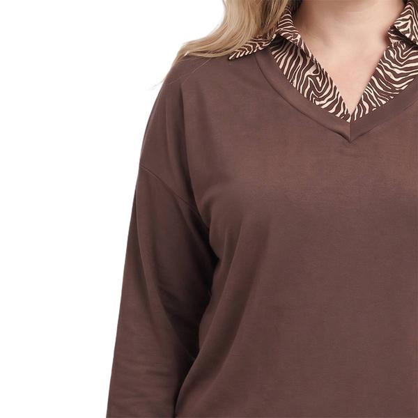 Plus Size NY Collection Long Sleeve Two in One Zebra Sweater