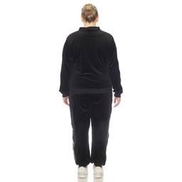 Plus Size White Mark 2pc. Tracksuit Set w/ Faux Leather Stripe